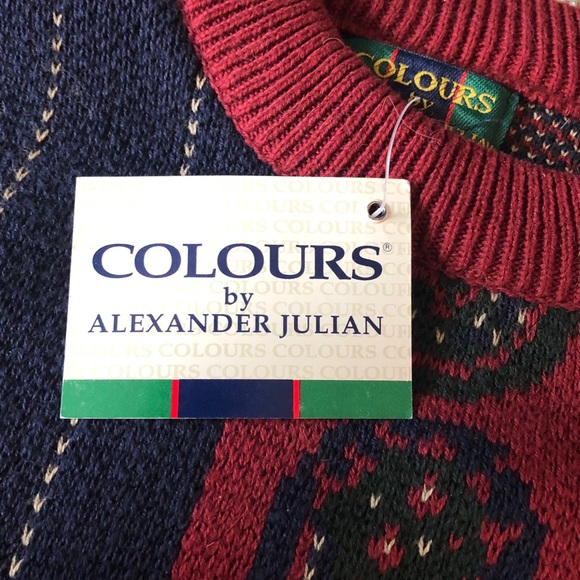 Vintage Men’s Colours By Alexander Julian Paisley Grandpa Sweater NWT Large - Picture 8 of 13